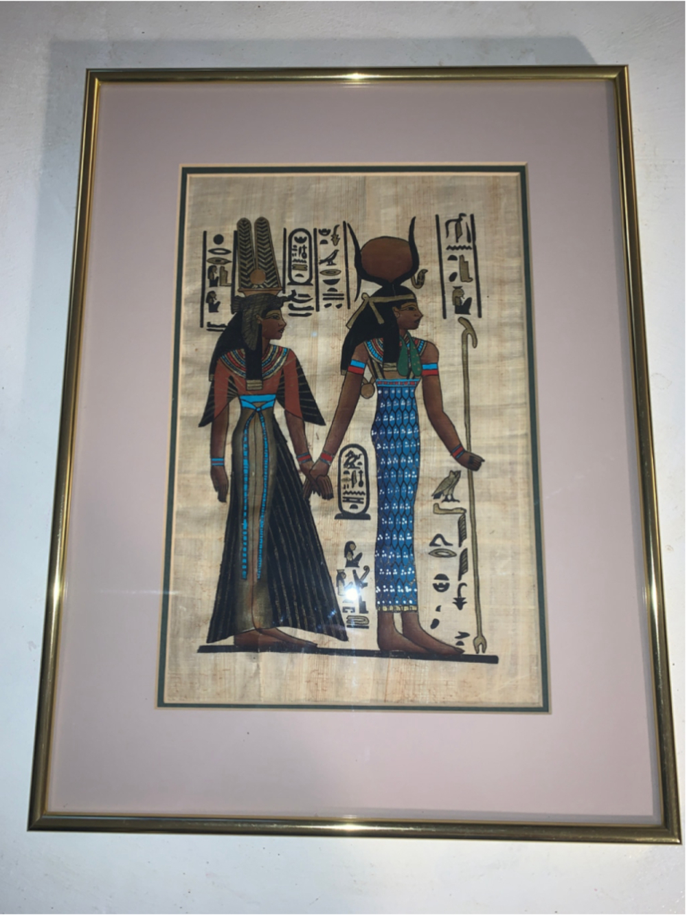 Unbranded Egyptian Papyrus Art Print One Size Beige Gold